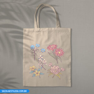 Sacola Ecobag Estampa de Flores